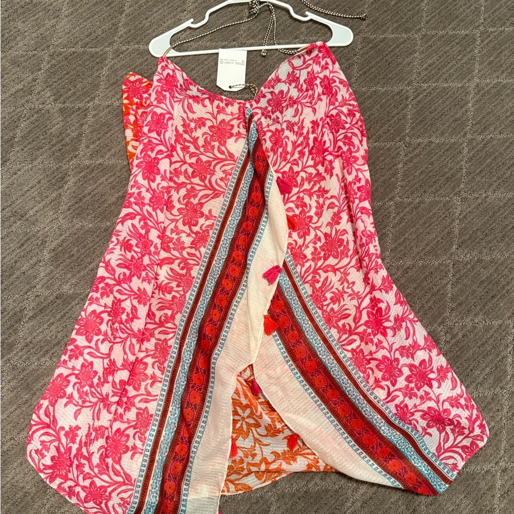 Subtle Luxury Pink and Red Floral Swim Coverup
